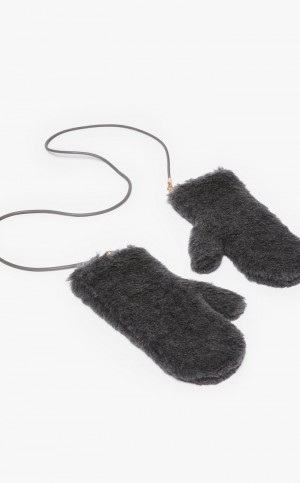 Rękawiczki Max Mara Mittens In Teddy Fabric Ciemny Szare | MMR594230