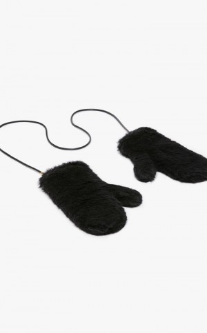 Rękawiczki Max Mara Mittens In Teddy Fabric Czarne | MMR594234