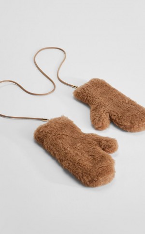 Rękawiczki Max Mara Mittens In Teddy Fabric Brązowe | MMR594236
