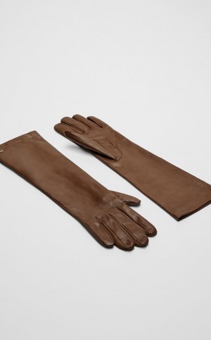 Rękawiczki Max Mara Nappa Skórzane Brązowe | MMR594240