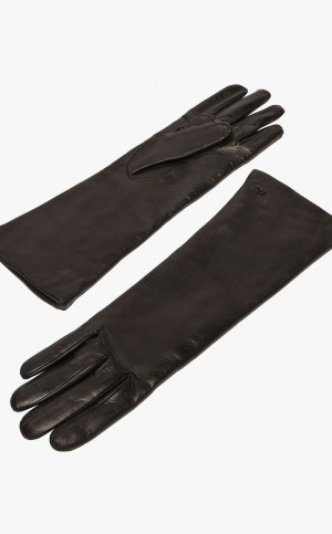 Rękawiczki Max Mara Nappa Skórzane Czarne | MMR594235