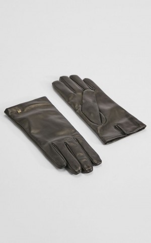Rękawiczki Max Mara Nappa Skórzane Czarne | MMR594238