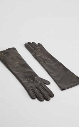 Rękawiczki Max Mara Nappa Skórzane Czarne | MMR594239