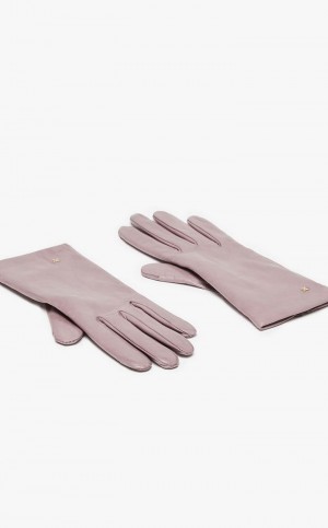 Rękawiczki Max Mara Nappa Skórzane Fioletowe | MMR594232