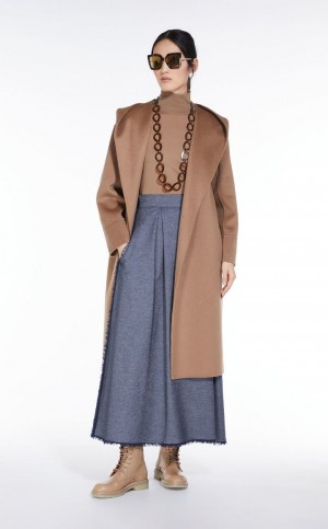 Spódnice Max Mara Denim-look Bawełniane Granatowe | MMR593719