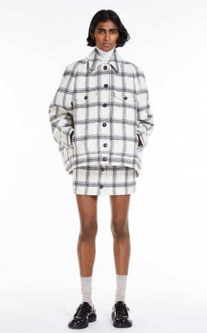 Spódnice Max Mara Felted Wełna Mini Białe | MMR593683