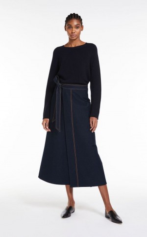 Spódnice Max Mara Jersey Denim Granatowe | MMR593732