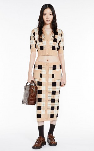 Spódnice Max Mara Knit With Small Pockets Głęboka Różowe | MMR593687