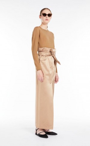 Spódnice Max Mara Long Satin Brązowe | MMR593700