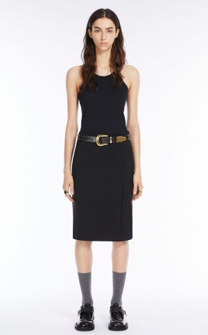Spódnice Max Mara Low-rise Midi Czarne | MMR593722