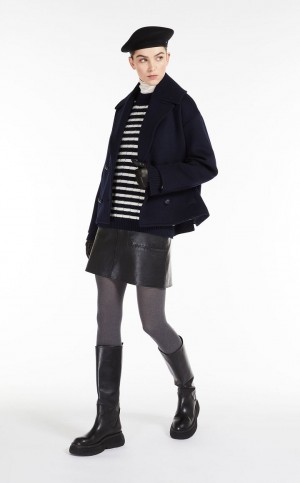 Spódnice Max Mara Nappa Skórzane Mini Czarne | MMR593688