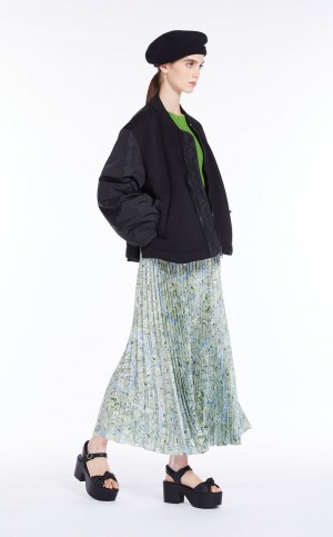 Spódnice Max Mara Pofałdowany In Printed Twill Zielone | MMR593715
