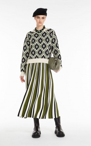 Spódnice Max Mara Pofałdowany In Stretch Yarn Zielone | MMR593721