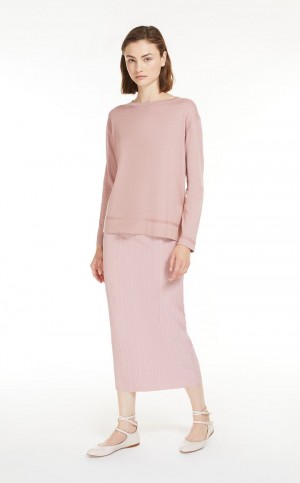 Spódnice Max Mara Pofałdowany Jersey Pencil Różowe | MMR593691