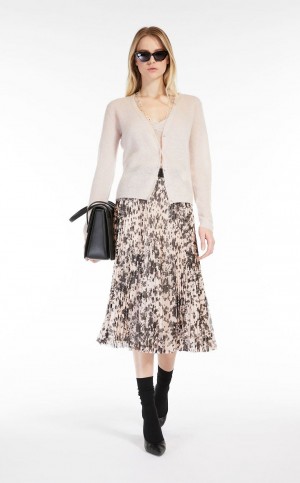 Spódnice Max Mara Pofałdowany Printed Tulle Głęboka Różowe | MMR593680
