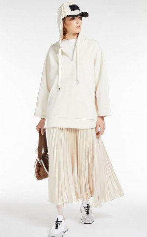 Spódnice Max Mara Pofałdowany Satin Białe | MMR593733
