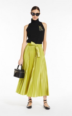Spódnice Max Mara Pofałdowany Silk Blend Cytrynowy | MMR593724