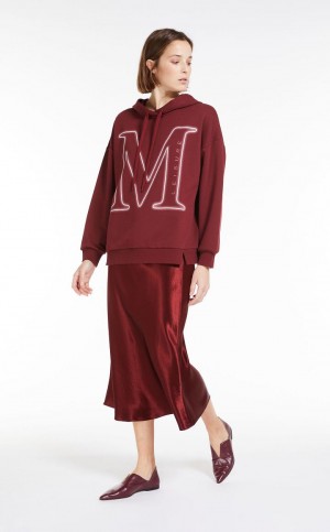 Spódnice Max Mara Satin Ciemny Czerwone | MMR593706