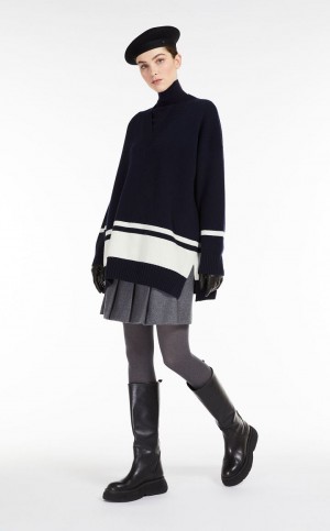 Spódnice Max Mara Wełna Flannel Szare | MMR593731