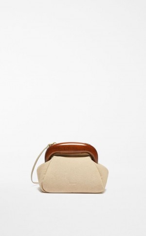 Sportmax Bag Max Mara Small Płócienne Bouba Beżowe | MMR594180
