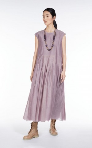 Sukienka Max Mara Bawełniane And Silk Voile Fioletowe | MMR593400