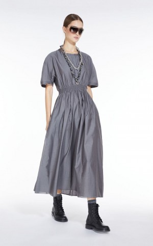 Sukienka Max Mara Bawełniane And Silk Voile Szare | MMR593401