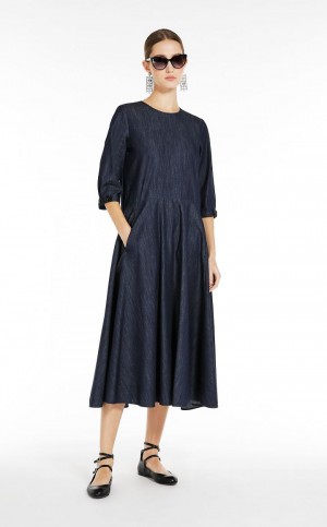 Sukienka Max Mara Bawełniane Denim Granatowe | MMR593393