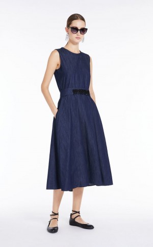 Sukienka Max Mara Bawełniane Denim Granatowe | MMR593410