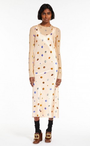 Sukienka Max Mara Bez Rękawów Printed Silk Różowe | MMR593324