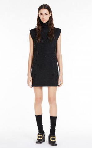 Sukienka Max Mara Bez Rękawów With Rhinestones Czarne | MMR593288
