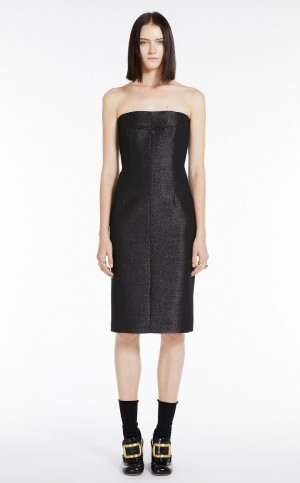 Sukienka Max Mara Bustier In Metallic Effect Fabric Czarne | MMR593290