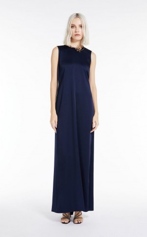 Sukienka Max Mara Crepe Envers Satin Granatowe | MMR593322