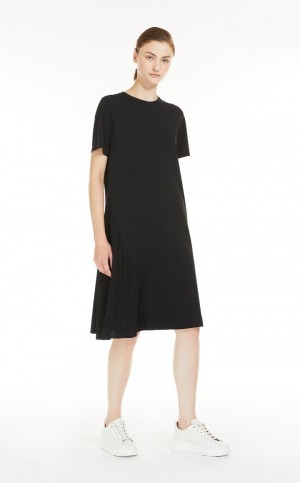 Sukienka Max Mara Crew-neck In Stretch Jersey Fabric Czarne | MMR593373
