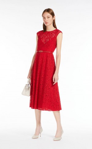 Sukienka Max Mara Feminine Koronkowe Czerwone | MMR593390