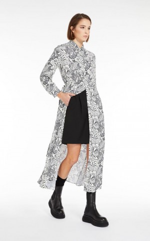 Sukienka Max Mara Fit & Flare Viscose Shirt Czarne | MMR593355