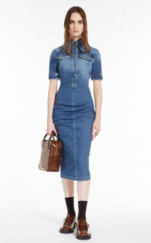 Sukienka Max Mara Fitted Super Stretch Denim Granatowe | MMR593386