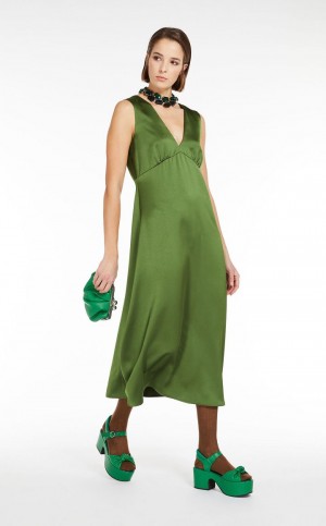 Sukienka Max Mara Flared Satin Zielone | MMR593397