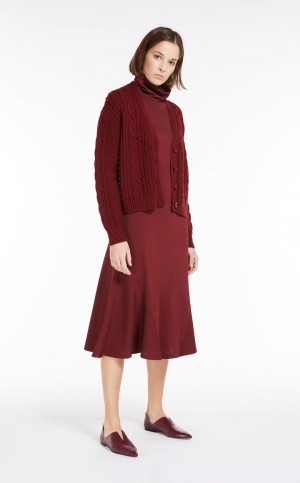 Sukienka Max Mara Flowing Jersey Ciemny Czerwone | MMR593309