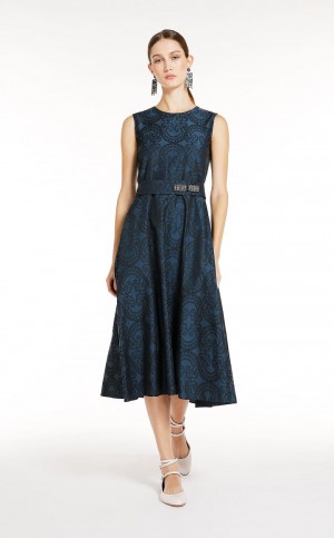 Sukienka Max Mara Jacquard Granatowe | MMR593285