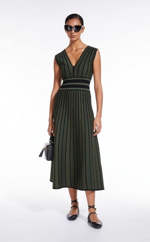 Sukienka Max Mara Jacquard Viscose Midi Zielone | MMR593394