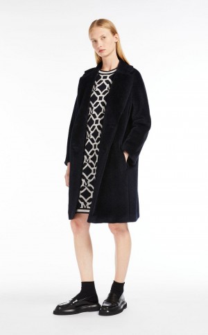 Sukienka Max Mara Jacquard-knit Wełna And Cashmere Granatowe | MMR593351