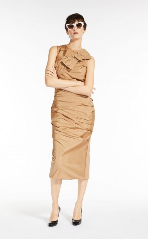 Sukienka Max Mara Jersey Sheath With Bow Brązowe | MMR593385