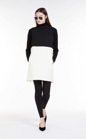 Sukienka Max Mara Krótkie, Colour Block Wełna Czarne | MMR593341