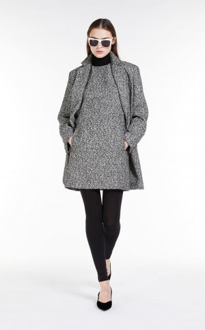 Sukienka Max Mara Krótkie In Wełna-blend Tweed Czarne Białe | MMR593318