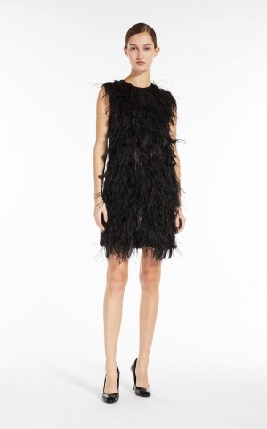 Sukienka Max Mara Krótkie With Feathers Czarne | MMR593339