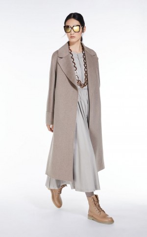 Sukienka Max Mara Long Bawełniane Satin Głęboka Szare | MMR593376