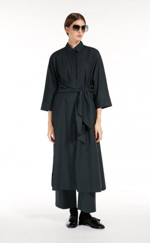 Sukienka Max Mara Long Poplin Shirt Zielone | MMR593300