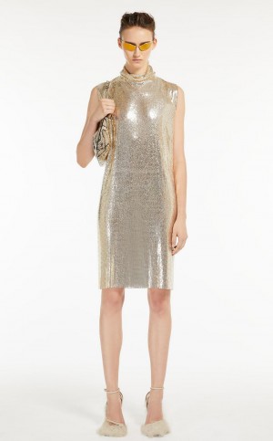 Sukienka Max Mara Metallic-knit With Cut-out Detail Różowe | MMR593284