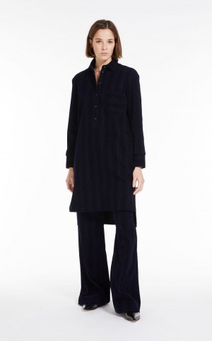 Sukienka Max Mara Milano Fabric Shirt Granatowe | MMR593350