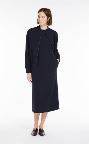 Sukienka Max Mara Milano Jersey Granatowe | MMR593302